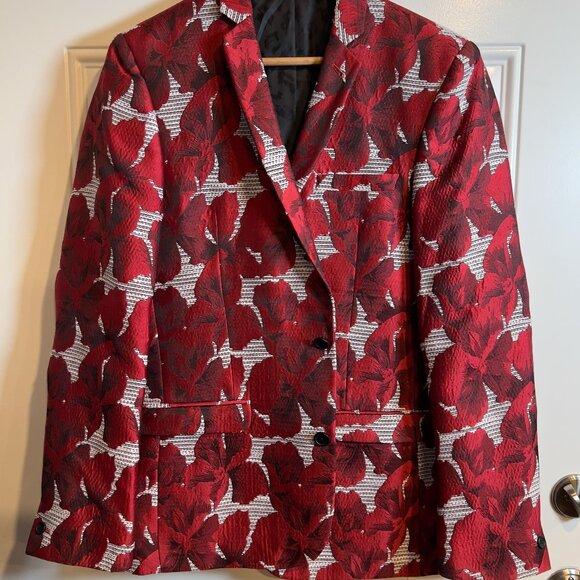 ASOS Red Print Dinner Jacket Men's 40R - Picture 1 of 14